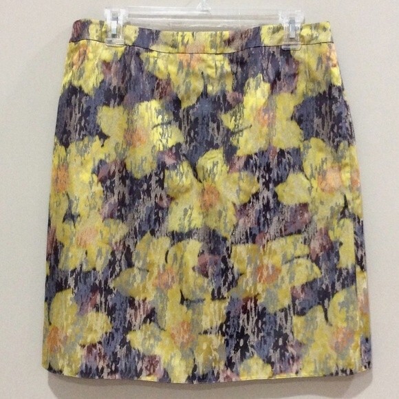 Magaschoni Brocade Floral Print Skirt Multi-color Watercolor Sz 12 NWT $278 - Picture 1 of 6
